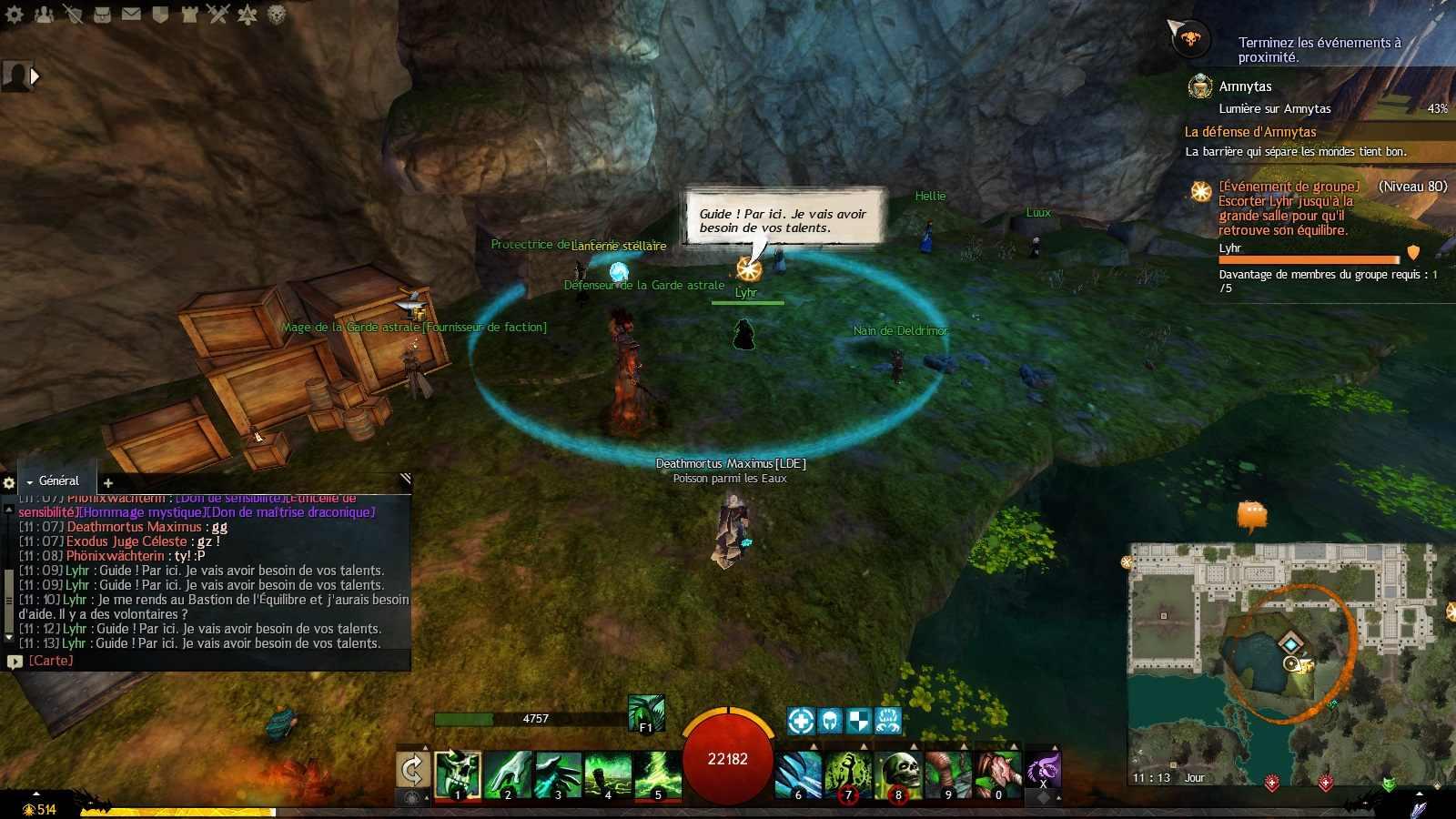 Escorter lyhr jusqu a la grande salle pour qu il retrouve son equilibre