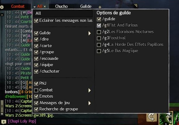 Réactiver les tchats de guilde