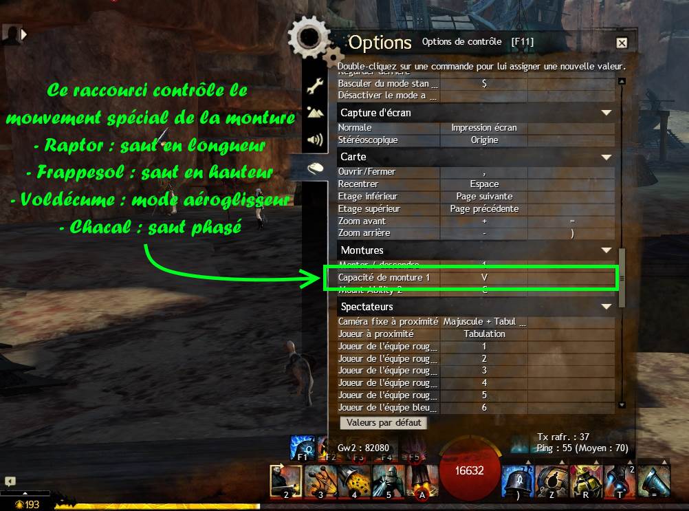 Raccourci mouvement spe